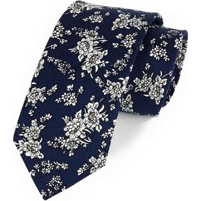 Floral Necktie Men Novelty Ties Peony Floral Printed Skinny Cotton Wedding Ties for Groomsmen