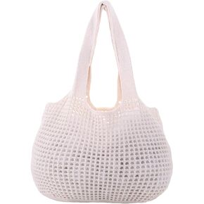 Ovida Women Cute Large Beach Bag Crochet Beach Tote Bag Summer Mesh Beach Tote Aesthetic Shoulder Handbags