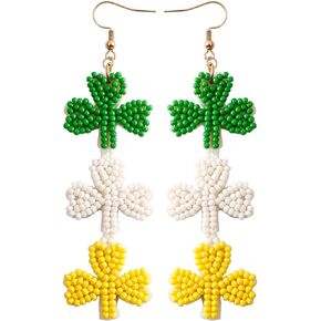 St Patrick's Day Beaded Earrings Green St Hat, Beer Cup, Clover Dangle Earrings St Patrick's Day Costumes Jewelry Gifts for Women Girls