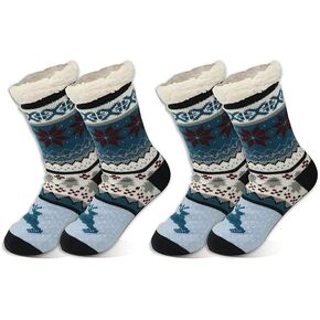 YITUOMEGA Non Slip Fuzzy Socks Slipper Socks Christmas Sock Warm Cozy for Women Girls Size 4.5-7.5
