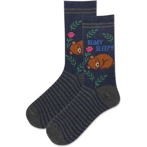 Hot Sox Womens Fuzzy Beary Sleepy Crew Socks