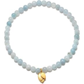 مجوهرات ساتيا سوار قابل للتمدد من الأحجار الكريمة 4 مم ومطلي بالذهب الأصفر عيار 18 قيراط وبتلات اللوتس، 7 بوصة in Kuwait