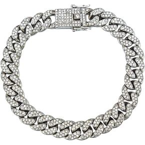 Cuban Link Iced Out Rhinestone Filled Chain Anklet, 18K Gold/White Gold Plated Punk Hip-hop Ankle Bracelets for Women