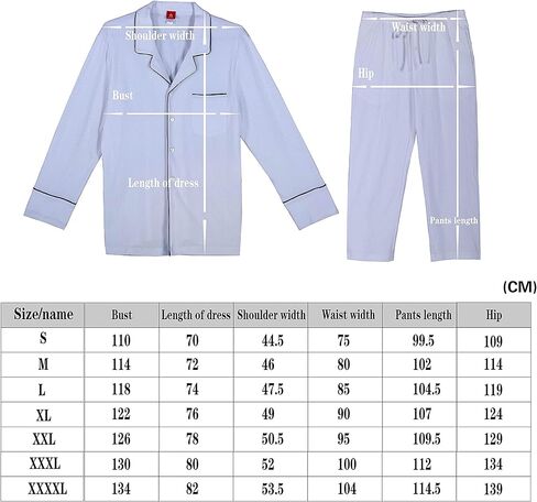 Pajamas Set for Men, Cotton Classic Long Sleeve Comfy Breathable Lounge Button-Down Pj Set Sleepwear Loungewear in Saudi Arabia