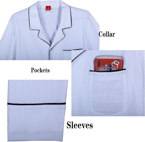 Pajamas Set for Men, Cotton Classic Long Sleeve Comfy Breathable Lounge Button-Down Pj Set Sleepwear Loungewear in Saudi Arabia