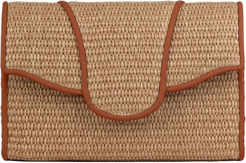 Liselle Kiss Womens Allie Raffia With Leather Trim Clutch Bag Clutch, Crossbody in Kuwait