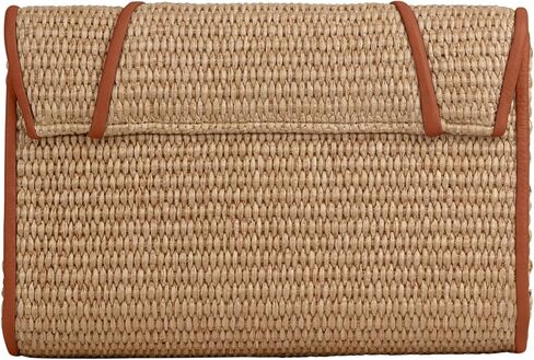 Liselle Kiss Womens Allie Raffia With Leather Trim Clutch Bag Clutch, Crossbody in Kuwait