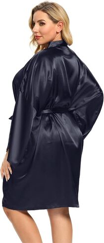 Women's Plus Size Silky Robes Plus Size Satin Robes Bridesmaid Robes Plus Size Soft Sleepwear (1X-5X) in Kuwait