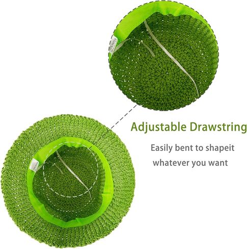 Straw Sun Hat for Women Girls,Foldable Woven Bucket Hat Fishing Hat,Floppy Summer Beach Hat Reversible Pool Hat,Sun Protective Green, Green, One size in Kuwait