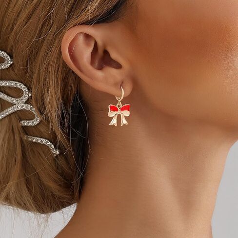 7 أزواج من الأقراط الذهبية على شكل فيونكة للنساء والفتيات مع فيونكة على شكل فيونكة وأقراط هوجيز مطلية بالذهب على شكل فيونكة متدلية على شكل فيونكة مجوهرات الأزياء in Kuwait