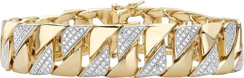 Men's Diamond Accent 18k Gold-Plated Two-Tone Interlocking-Link Bracelet 22cm in Saudi Arabia