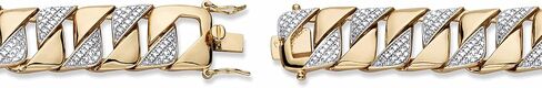 Men's Diamond Accent 18k Gold-Plated Two-Tone Interlocking-Link Bracelet 22cm in Saudi Arabia