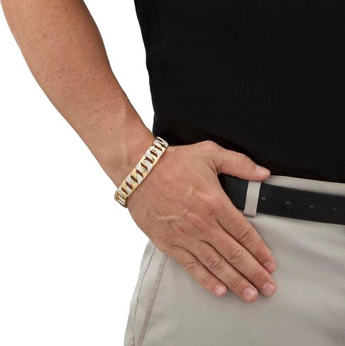 Men's Diamond Accent 18k Gold-Plated Two-Tone Interlocking-Link Bracelet 22cm in Saudi Arabia