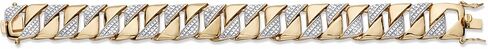 Men's Diamond Accent 18k Gold-Plated Two-Tone Interlocking-Link Bracelet 22cm in Saudi Arabia