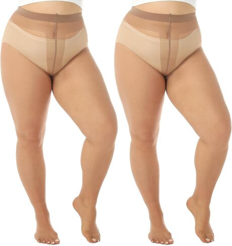 2 Pairs Plus Size Sheer Pantyhose for Women, 20D Ultra Thin High Waist Stockings in Saudi Arabia