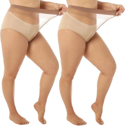2 Pairs Plus Size Sheer Pantyhose for Women, 20D Ultra Thin High Waist Stockings in Saudi Arabia