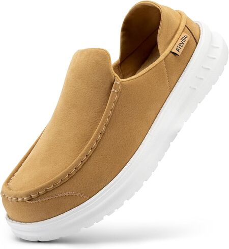 FitVille Men's Slip On Loafers Moccasin Wide Mens Plantar Orthopedic Slippers Soft Suede Loafers Shoes for Heel Pain Relief Black in Saudi Arabia