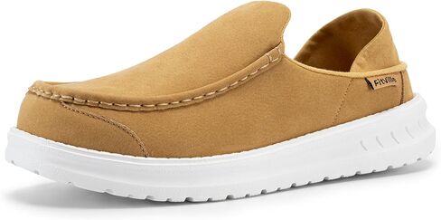 FitVille Men's Slip On Loafers Moccasin Wide Mens Plantar Orthopedic Slippers Soft Suede Loafers Shoes for Heel Pain Relief Black in Saudi Arabia