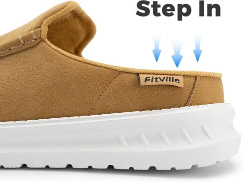 FitVille Men's Slip On Loafers Moccasin Wide Mens Plantar Orthopedic Slippers Soft Suede Loafers Shoes for Heel Pain Relief Black in Saudi Arabia