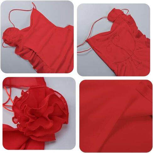 فستان نسائي Y2k بدون ظهر من Babalet مزين بكشكشة ثلاثية الأبعاد مثير على شكل زهرة بدون أكمام وحزام رسن فساتين ضيقة للحفلات الليلية الصغيرة in Kuwait