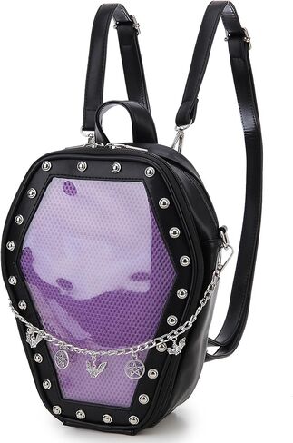 Goth Coffin Women Backpack Halloween Coffin Ita Punk with Inserts Shoulder Bag for Enamel Pins Display(Pins not included) in Kuwait