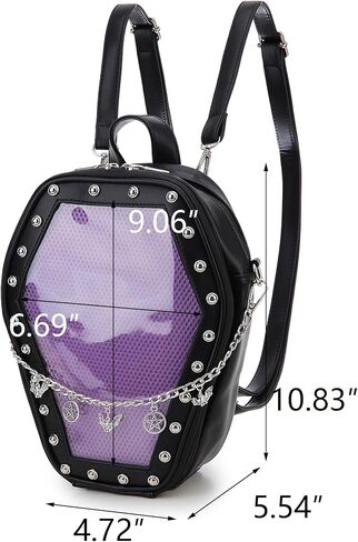 Goth Coffin Women Backpack Halloween Coffin Ita Punk with Inserts Shoulder Bag for Enamel Pins Display(Pins not included) in Kuwait