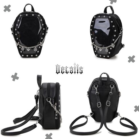 Goth Coffin Women Backpack Halloween Coffin Ita Punk with Inserts Shoulder Bag for Enamel Pins Display(Pins not included) in Kuwait