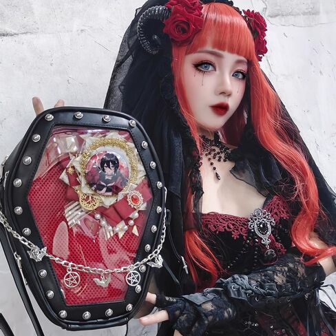 Goth Coffin Women Backpack Halloween Coffin Ita Punk with Inserts Shoulder Bag for Enamel Pins Display(Pins not included) in Kuwait