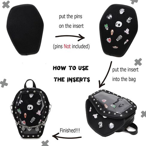 Goth Coffin Women Backpack Halloween Coffin Ita Punk with Inserts Shoulder Bag for Enamel Pins Display(Pins not included) in Kuwait