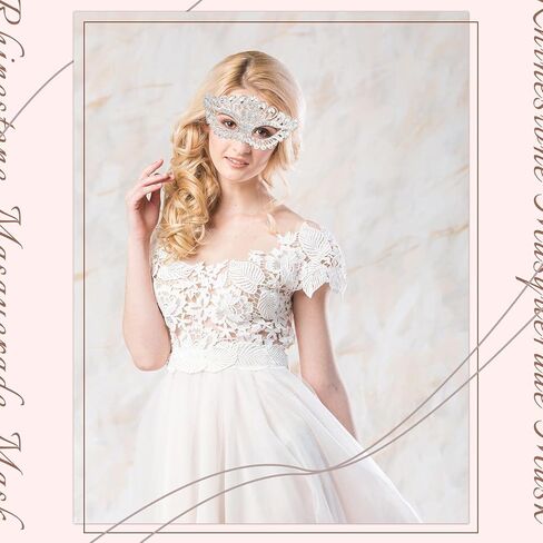 نوسيني قناع تنكري مرصع بحجر الراين للنساء والفتيات، قناع بتصميم سلسلة مرصع بالالماس وكريستال فاخر للحفلات الراقصة والحفلات التنكرية، مجوهرات للحفلات التنكرية من قطعتين بلون فضي in Kuwait