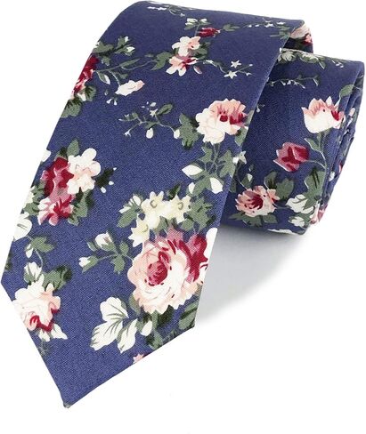 Floral Necktie Men Novelty Ties Peony Floral Printed Skinny Cotton Wedding Ties for Groomsmen in Saudi Arabia