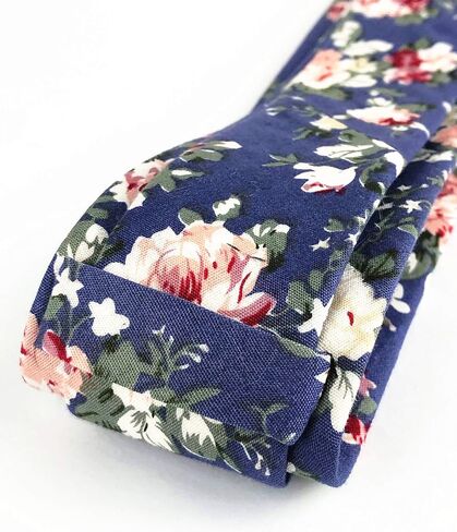 Floral Necktie Men Novelty Ties Peony Floral Printed Skinny Cotton Wedding Ties for Groomsmen in Saudi Arabia