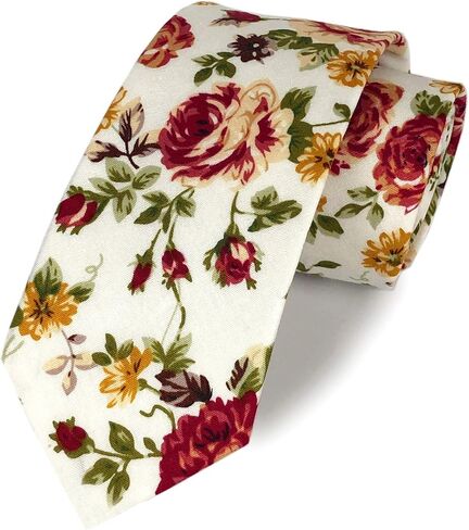 Floral Necktie Men Novelty Ties Peony Floral Printed Skinny Cotton Wedding Ties for Groomsmen in Saudi Arabia