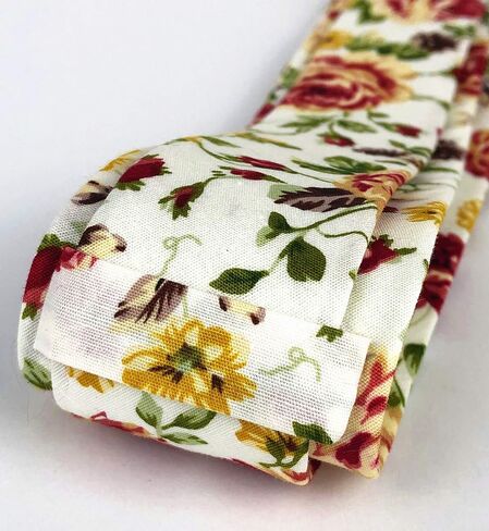 Floral Necktie Men Novelty Ties Peony Floral Printed Skinny Cotton Wedding Ties for Groomsmen in Saudi Arabia