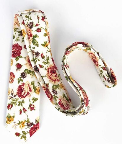 Floral Necktie Men Novelty Ties Peony Floral Printed Skinny Cotton Wedding Ties for Groomsmen in Saudi Arabia