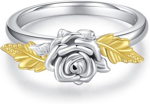 CRWENG Rose Silver Rings for Women 925 Sterling Silver Promise Engagement Ring Birthday Valentines Day Jewelry Gifts for Her Wife Girlfriend in Kuwait