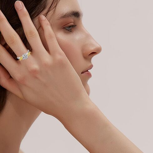 CRWENG Rose Silver Rings for Women 925 Sterling Silver Promise Engagement Ring Birthday Valentines Day Jewelry Gifts for Her Wife Girlfriend in Kuwait