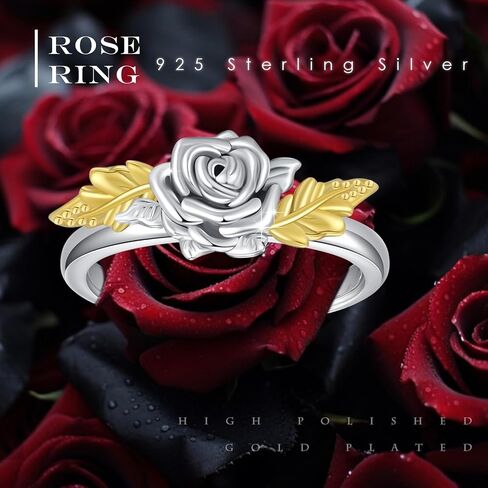 CRWENG Rose Silver Rings for Women 925 Sterling Silver Promise Engagement Ring Birthday Valentines Day Jewelry Gifts for Her Wife Girlfriend in Kuwait