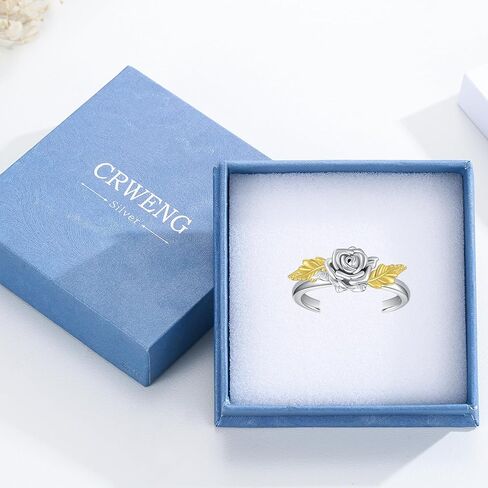 CRWENG Rose Silver Rings for Women 925 Sterling Silver Promise Engagement Ring Birthday Valentines Day Jewelry Gifts for Her Wife Girlfriend in Kuwait