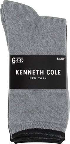 Kenneth Cole Womens 6 Pair Pack Modern Multicolor Assorted Easy Care Crew Socks in Saudi Arabia