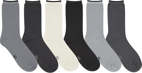 Kenneth Cole Womens 6 Pair Pack Modern Multicolor Assorted Easy Care Crew Socks in Saudi Arabia