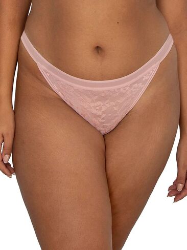 Curvy Couture Women's Plus Size No Show Lace String Bikini Panty in Saudi Arabia