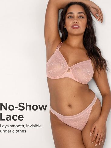 Curvy Couture Women's Plus Size No Show Lace String Bikini Panty in Saudi Arabia