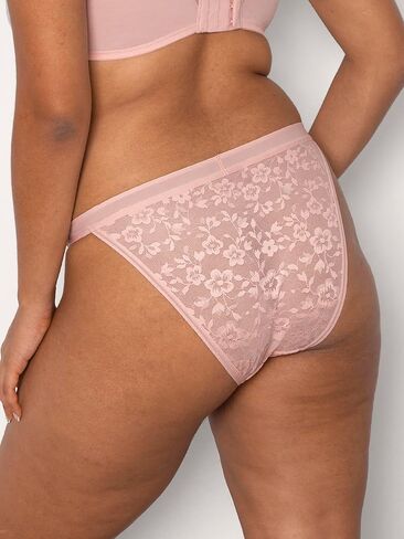 Curvy Couture Women's Plus Size No Show Lace String Bikini Panty in Saudi Arabia