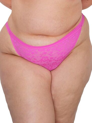 Curvy Couture Women's Plus Size No Show Lace String Bikini Panty in Saudi Arabia