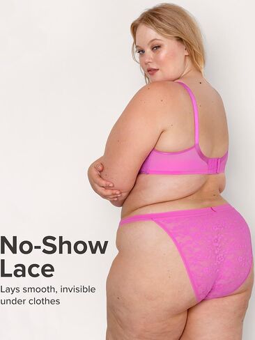 Curvy Couture Women's Plus Size No Show Lace String Bikini Panty in Saudi Arabia