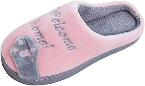 Ladies Cute Cat Animal Plush Slip On Winter Warm Bedroom Shoes Non Slip House Slippers for Women Men in Saudi Arabia