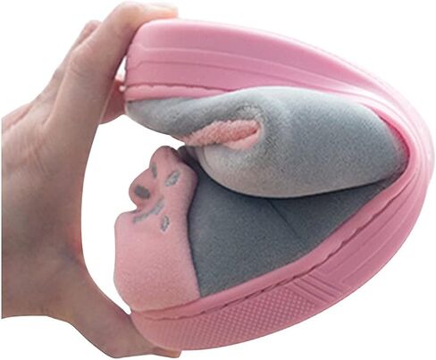 Ladies Cute Cat Animal Plush Slip On Winter Warm Bedroom Shoes Non Slip House Slippers for Women Men in Saudi Arabia