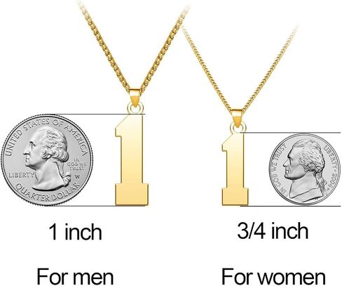 LuxglitterLin Men 18K Gold Plated Sports Initial Number 0-99 Necklace 25mm High Pendant Stainless Steel Personalized Jewelry for Athletes 3mm Wheat Chain in Kuwait