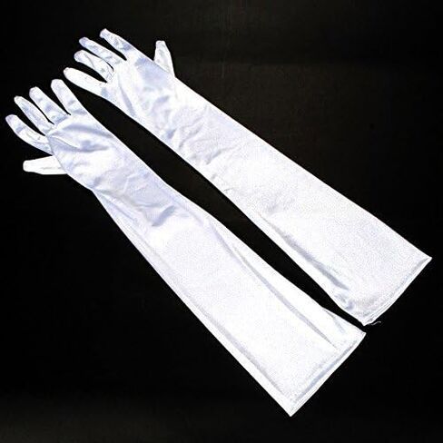 Women's Evening Party 17.75 inch Long Sillky Finish Satin Finger Gloves in Saudi Arabia